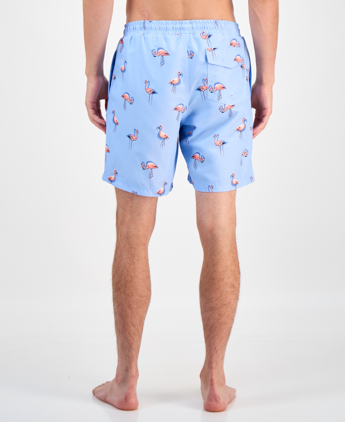 Club Room Men's Quick-Dry Performance Flamingo-Print 7" Swim Trunks, Created for Macy's
