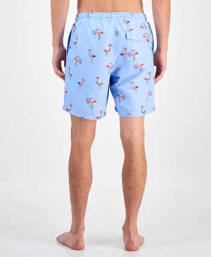 Men's Quick-Dry Performance Flamingo-Print 7" Swim Trunks - thumbnail 3
