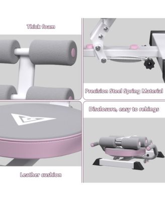 Foldable Ab Machine with Twisting & Crunching, Core Trainer with Adjustable Height and Back Support
