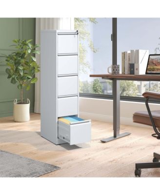 5 Drawer Metal Vertical File Cabinet with Lock Office Home Steel Vertical File Cabinet for A4 Legal/Letter Size