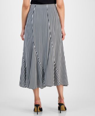 Petite Striped Midi Skirt