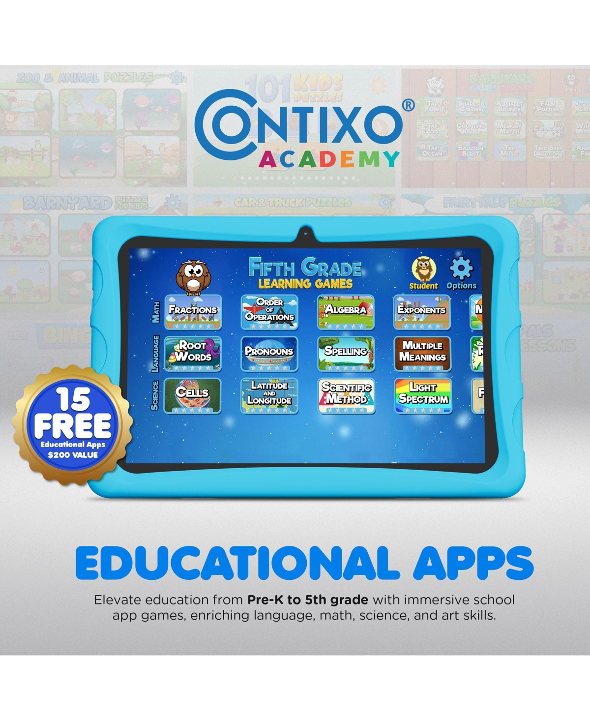 Contixo 10" Android Kids Tablet 64GB, (2024 Model) Includes 80+ Disney Storybooks, Kid-Proof Case