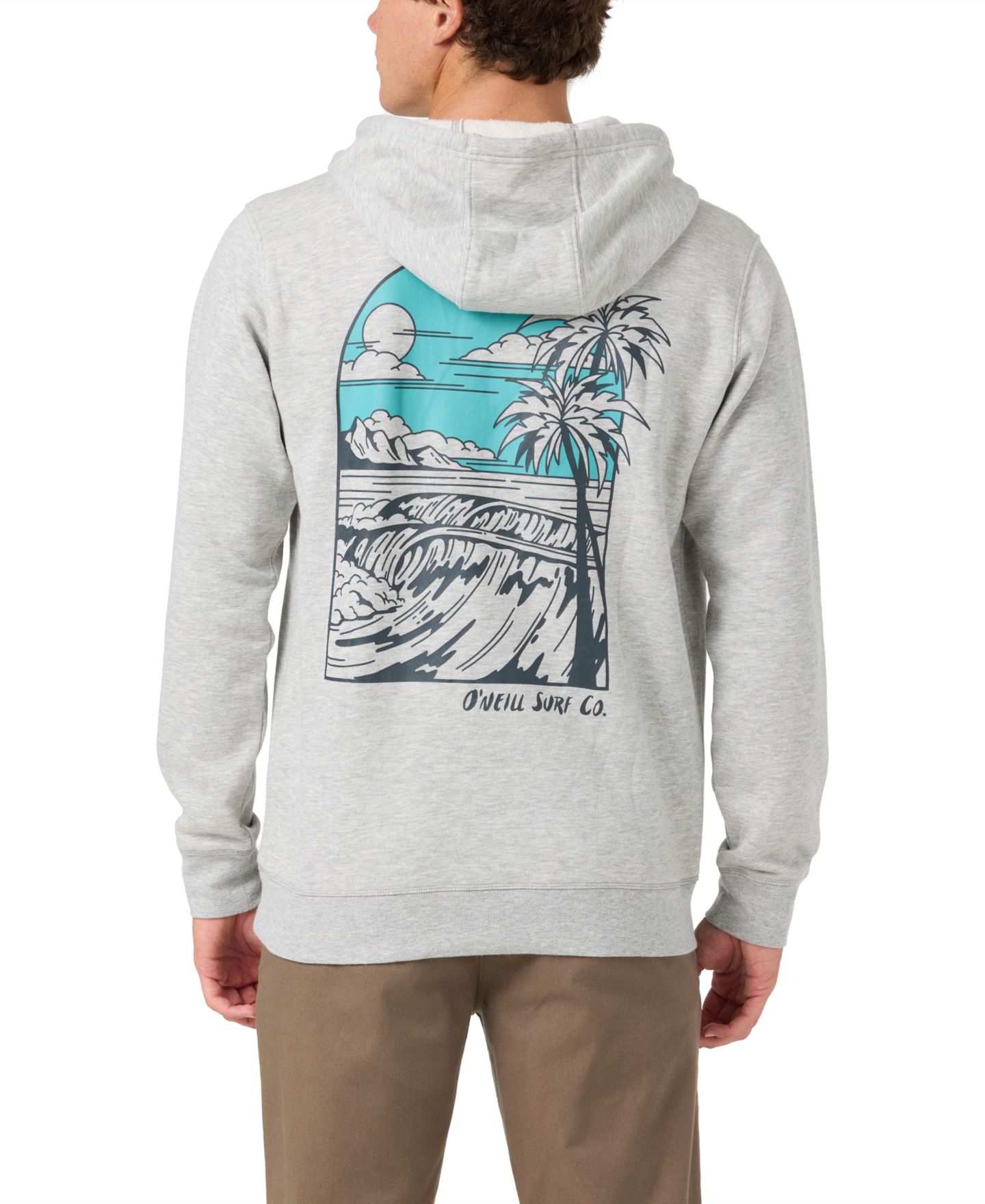 Мужское худи O'Neill Vista Solid Screen Print Long-Sleeve Graphic, цвет: Серый — фото 4