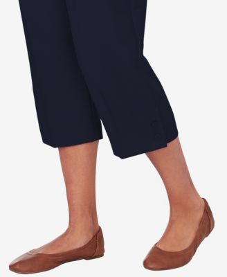 Petite Classic Button Hem Gathered Waistband Capri