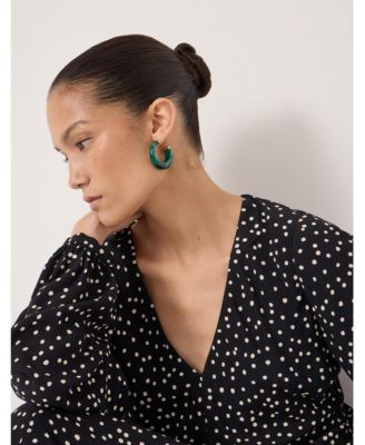 Women's V-Neck Long Sleeve Crepe Dress