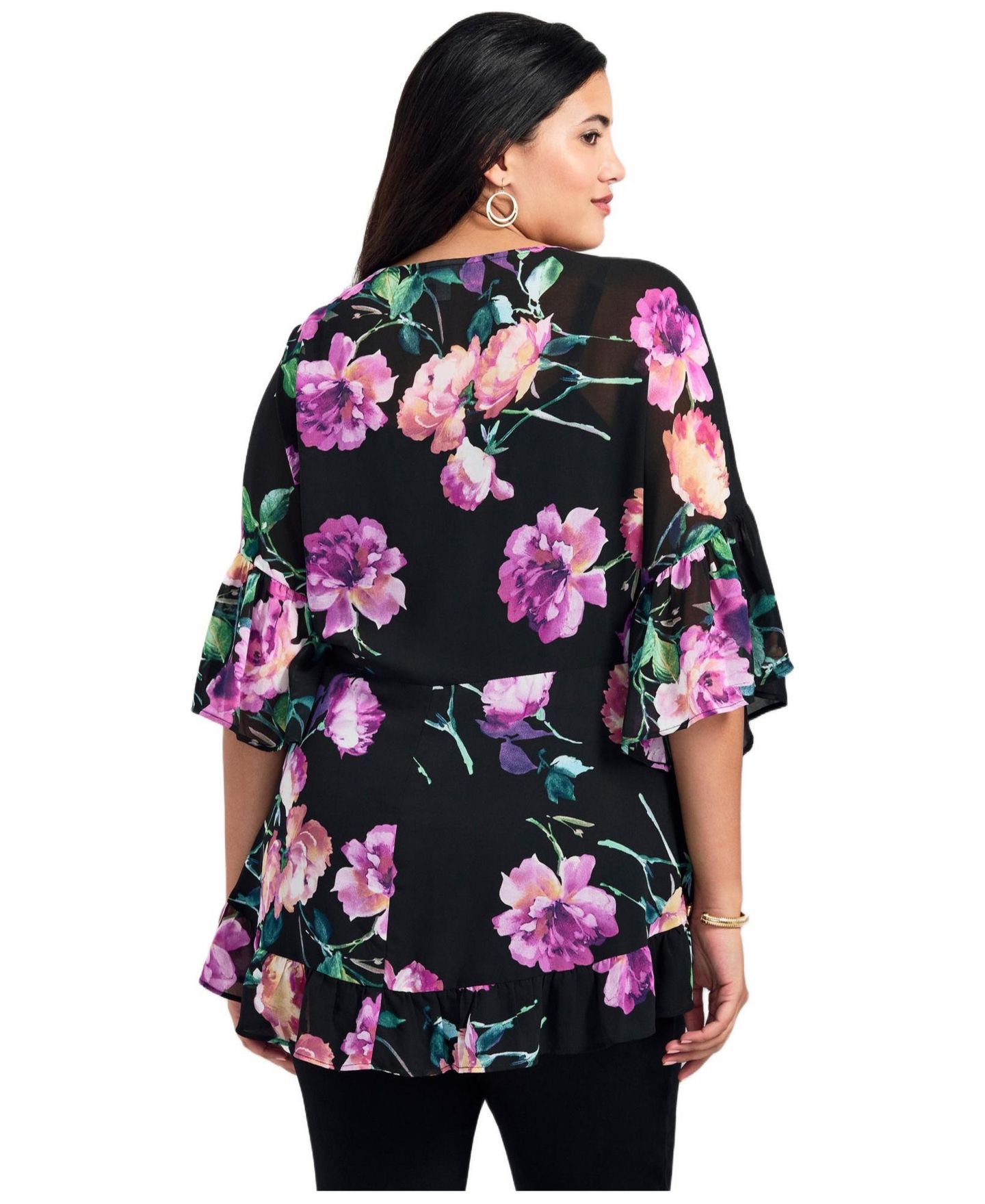 Женская блузка Avenue Plus Size Harlow Frill Detail, цвет: Endless Love — фото 2