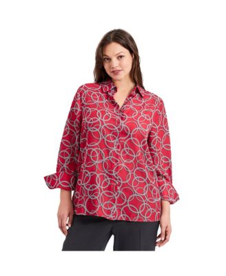 Women's Plus Size Button Front Blouse