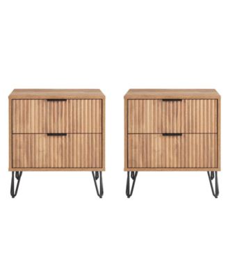 Dumbo Fluted 2-Drawer Wood Nightstand, Set of 2