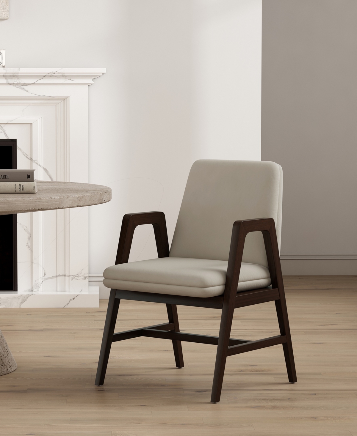 Manhattan Comfort Stella Velvet Upholstered 23" Beech Wood Dining Armchair