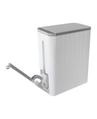 Automatic Motion Sensor Slim Trash Can with Hidden Toilet Brush For Bathroom