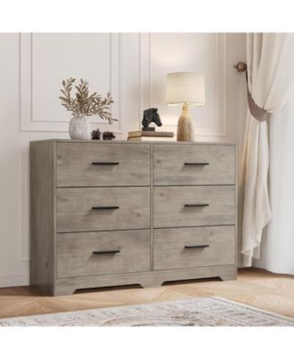6-Drawer Double Dresser 47" Wide, Modern Dresser TV Stand, Storage Cabinet for Bedroom, Living Room, Hallway