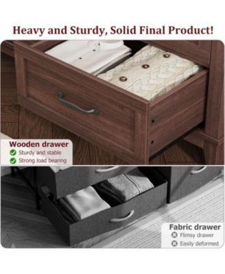 6-Drawer Rustic Brown Wooden Dresser, 47" Freestanding Storage Chest for Bedroom, Living Room