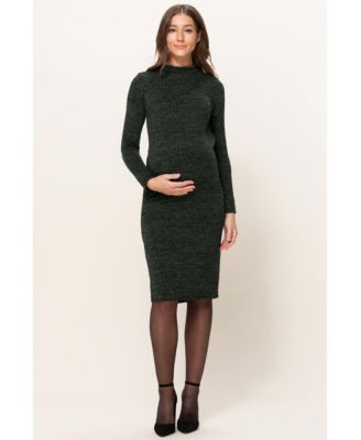 Maternity Mock Neck Long Sleeve Side Slit Sweater Dress