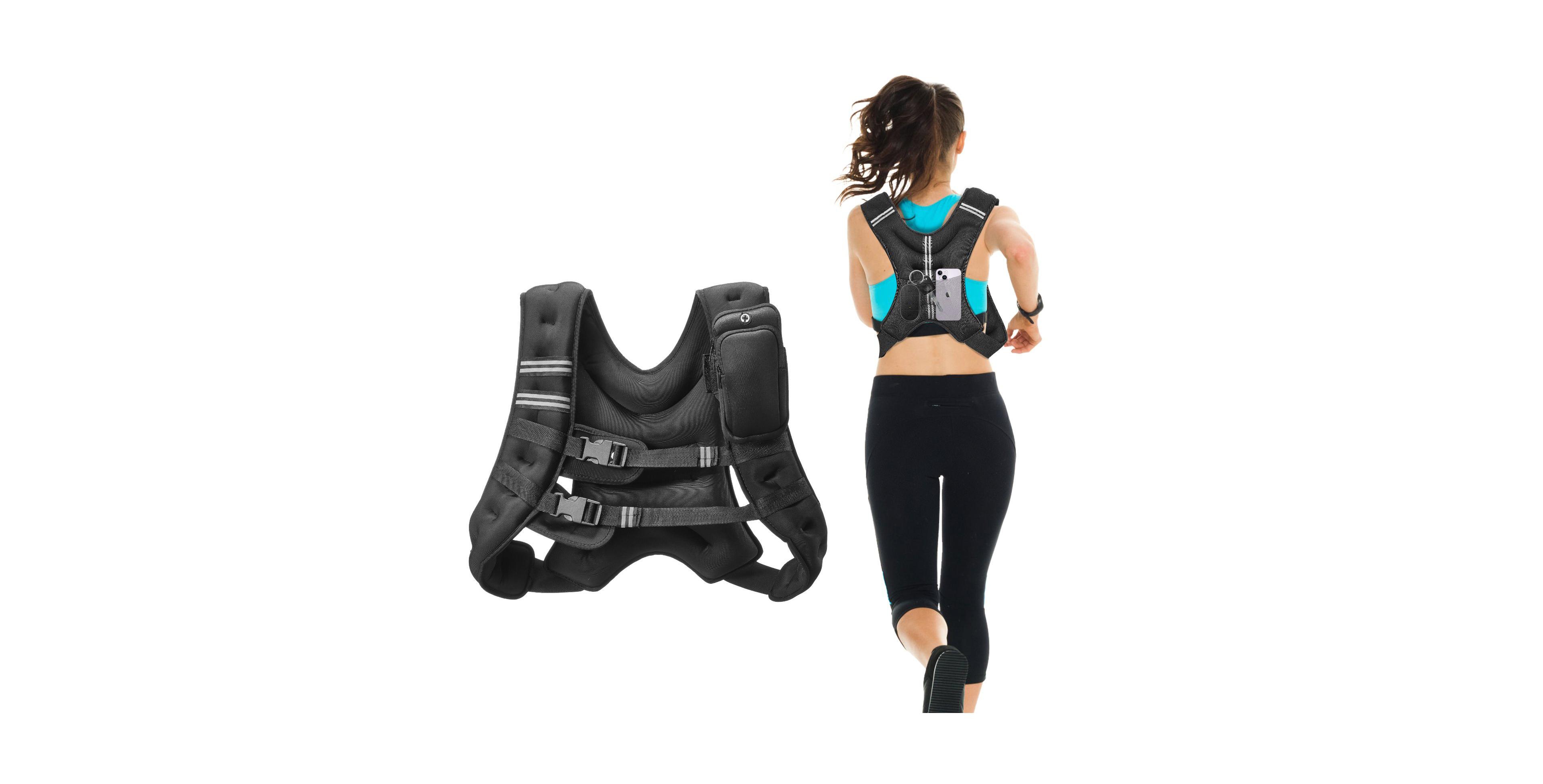 Mecale Weighted Vest, 20 lb Adjustable Training Vest with Reflective Stripe and Buckle for Men and Women