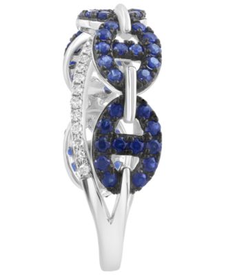 Sapphire (5/8 ct. t.w.) and Diamond (1/8 ct. t.w.) Ring in 14k White Gold