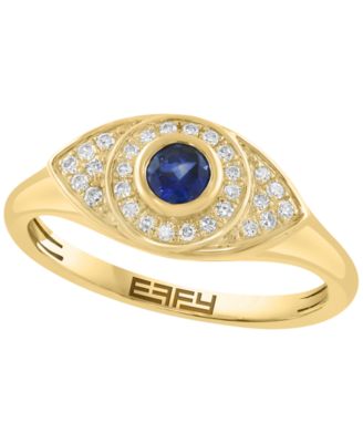 Sapphire (1/5 ct. t.w.) and Diamond (1/10 ct. t.w.) Ring in 14k Yellow Gold