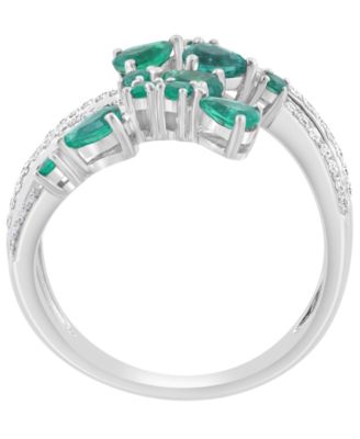 Emerald (7/8 ct. t.w.) and Diamond (1/5 ct. t.w.) Ring in 14k White Gold