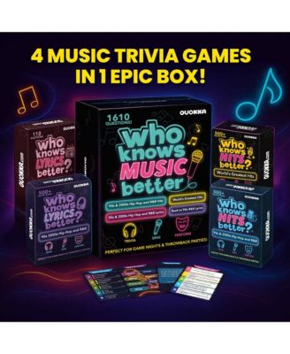 Who Knows Music Better? 1610 Music Trivia Questions – Ultimate 4-Pack Party Game Box
