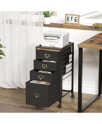 3-Drawer Plus Compact Mobile Filing Cabinet, Stylish Fabric Storage Solution, Legs & Wheels, Bedroom