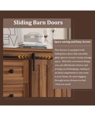 5-Drawer Farmhouse Dresser, 48" Tall, Sliding Barn Door, Adjustable Shelf, Bedroom, Hallway, Living Room, Kitchen