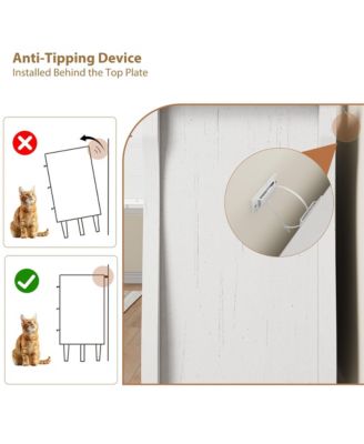 3-Drawer Modern Wood Dresser Bedroom Chest with Golden Metal Ring Pull Handles, Storage Cabinet for Living Room, Entryway, Antique White