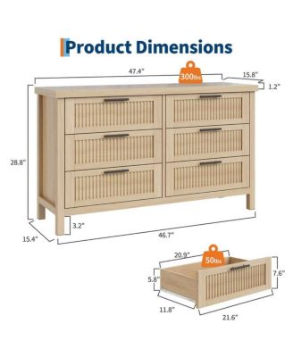 Modern Fluted Dresser Bedroom Chest, Fluted Drawers with Metal Handle, Large Storage Cabinet for Nursery, Living Room