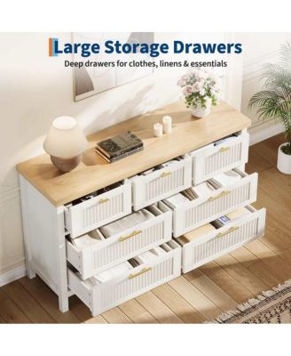 7-Drawer Modern Fluted Dresser Bedroom Chest, Fluted Drawers with Metal Handle, Large Storage Cabinet for Nursery, Living Room