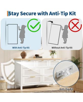 7-Drawer Modern Fluted Dresser Bedroom Chest, Fluted Drawers with Metal Handle, Large Storage Cabinet for Nursery, Living Room