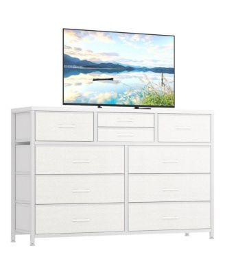10-Drawer Modern Fabric Dresser for Bedroom, Large Storage Chest, 45" TV Stand, Living Room, Hallway Organizer