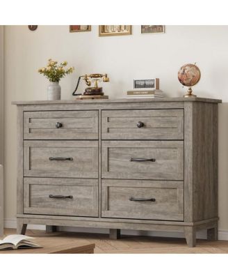 6-Drawer Modern Wooden Dresser, 47" Wide Storage Chest, Freestanding Closet Organizer for Bedroom