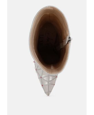 Womens Echostage Rhinestones Embellished Metallic Boots