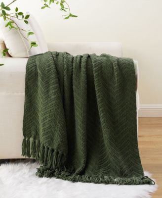 Herringbone Chenille Knit Throw, 50" x 60"
