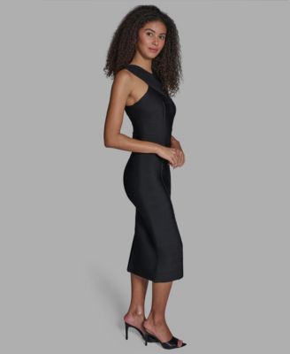 Women's Criss-Cross Halter Neck Bandage Midi Dress