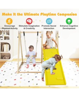 4-in-1 Indoor Jungle Gym with Baby Swing, Climber, Ladder and Resting Platform