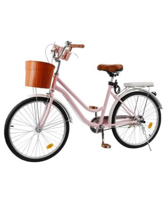 24-Inch Leisure Cruiser Bike with Low Step Frame, Passenger Seat & Removable Footrests