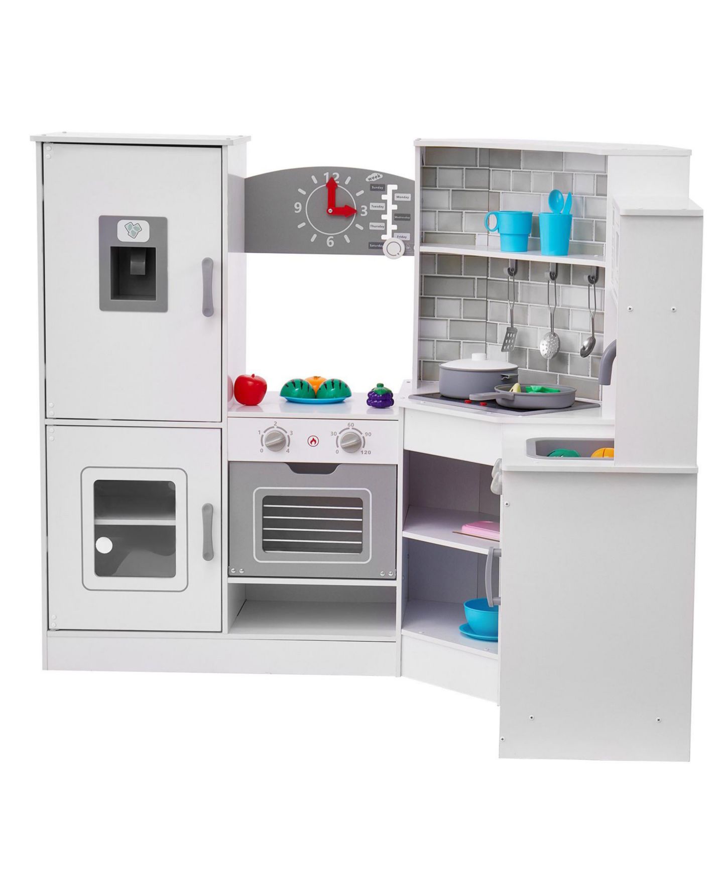 Детские игрушки SUGIFT Corner Wooden Play Kitchen with Electronic Sounds & LED Display, цвет: Белый — фото 5