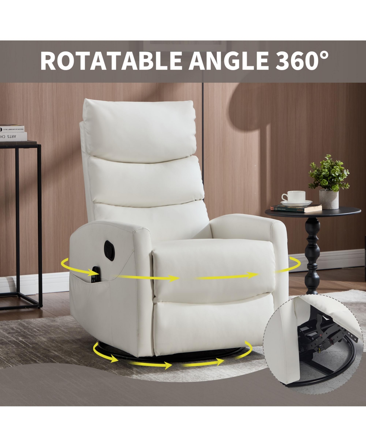 Sumyeg Recliner Chair with Heat Massage Manual Rocker and Swivel Fabric