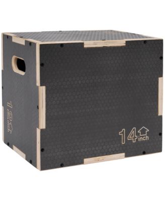 16" x 14" x 12" Wooden Plyo Box Non-Slip Jump Platform, Gray
