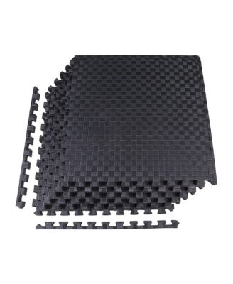 Foam Interlocking Exercise Floor Mat, 24 Square Feet, Black