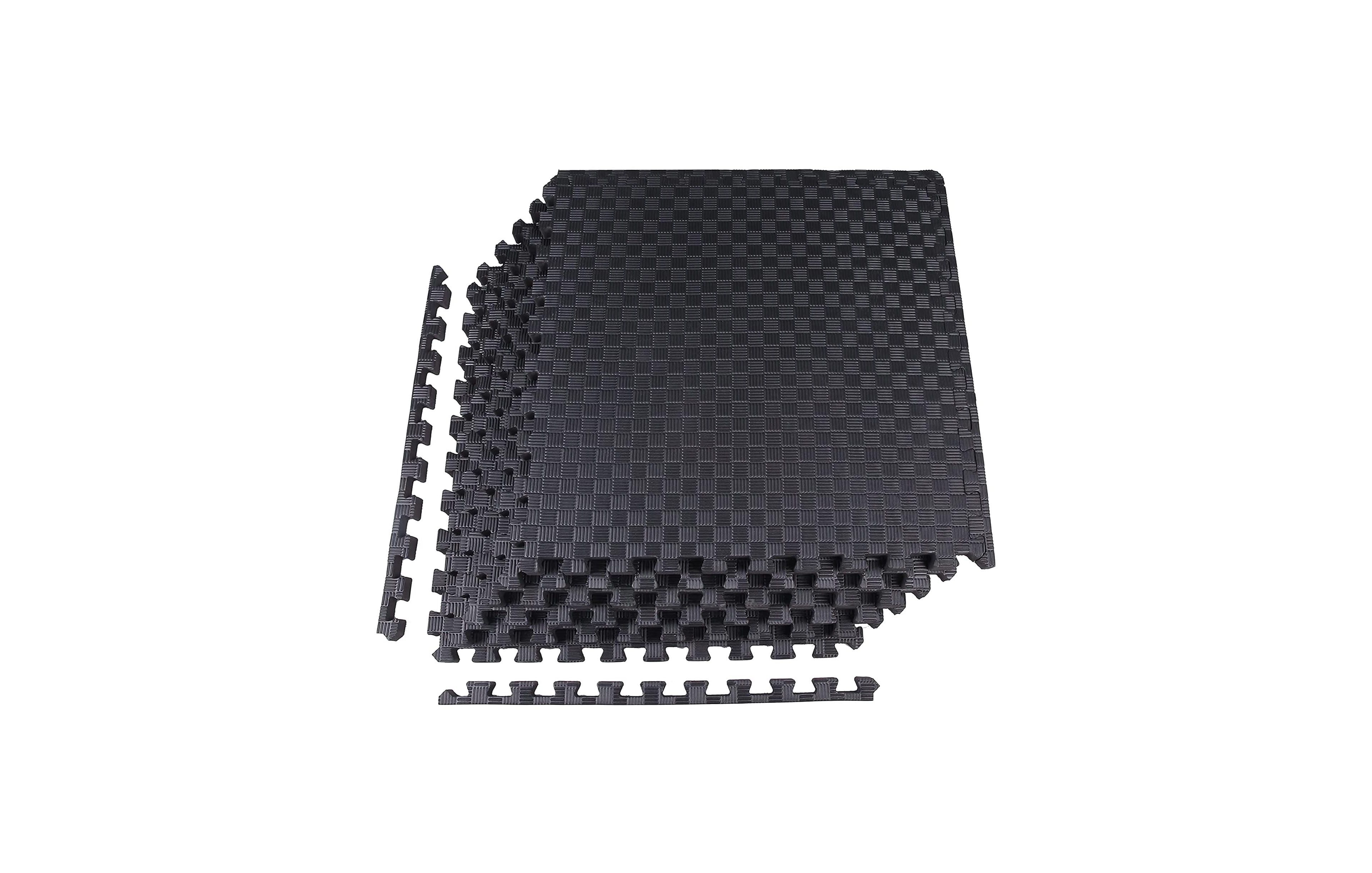 BalanceFrom Fitness Foam Interlocking Exercise Floor Mat, 24 Square Feet, Black