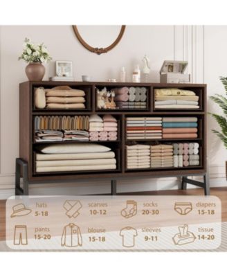 52" Wide 7-Drawer Wooden Freestanding Dresser with Storage