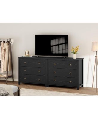 Dresser for Bedroom, Chest of Dressers, 29 in Tall Dresser for Closet with 3 Drawers, Night Stand, Large Clothes Storage Cabinet, Black