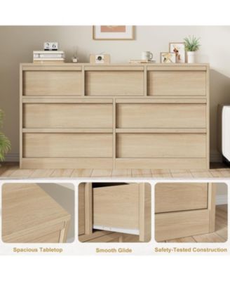 7-Drawer Wooden Modern Double Dresser Organizer with Large Storage