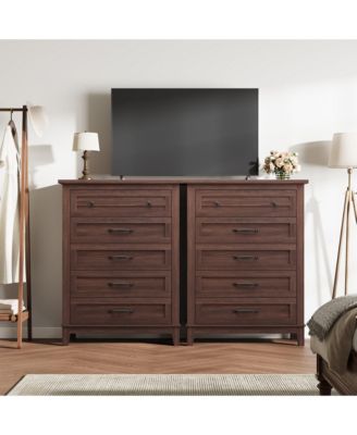 41.3" Tall 5-Drawer Brown Freestanding Wooden Chest Vertical Dresser