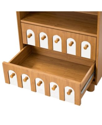 26" H Modern Nightstand Bedside Table with Charging Station, 2 Drawers, Large Mid Century End Table for Bedroom, Living Room