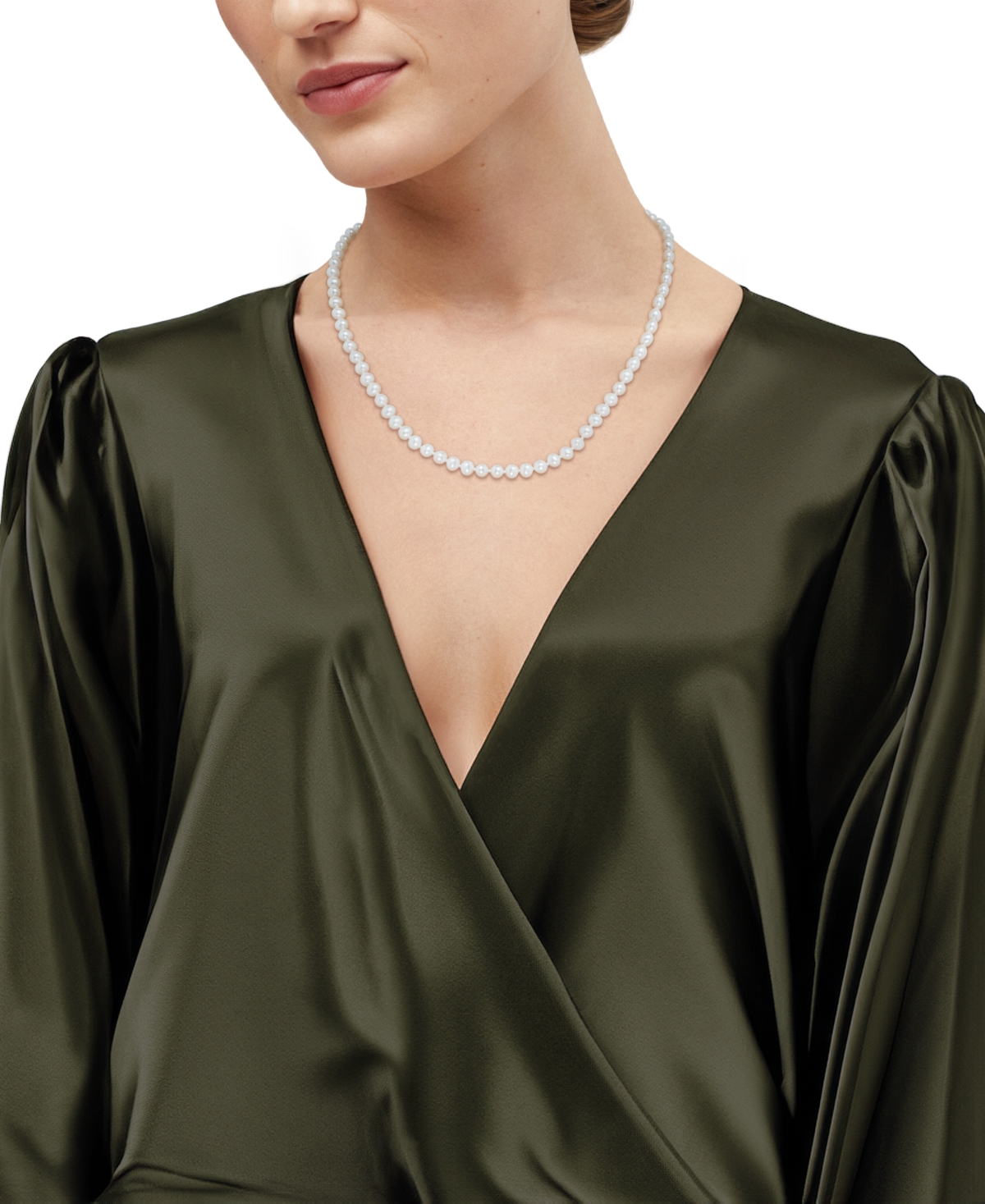 Honora White Cultured Freshwater Pearl (5-6mm) Necklace in 14k Yellow Gold