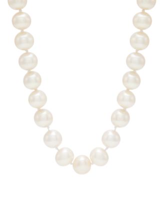 White Cultured Freshwater Pearl (7-8mm) Necklace in 14k Yellow Gold