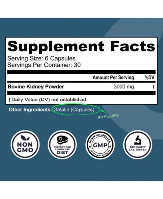 Grass Fed Beef Kidney Supplement, 180ct