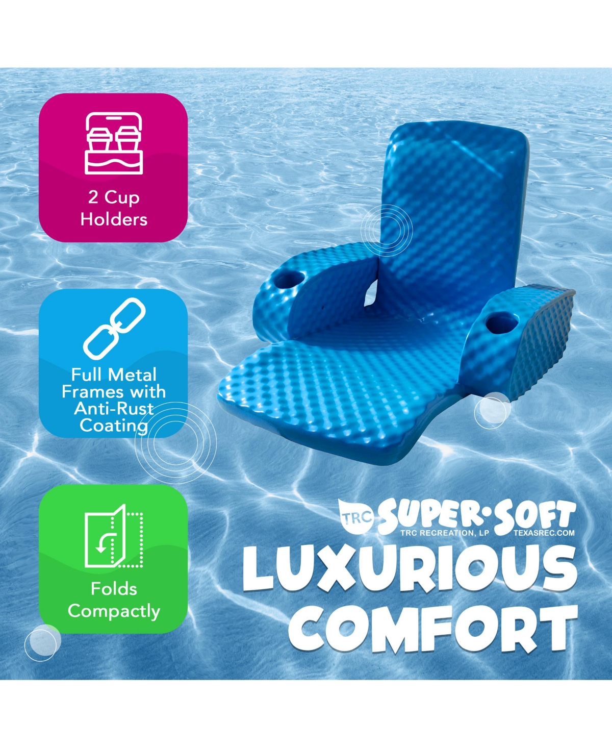 Trc Recreation Folding Baja Chair Swimming Pool Float Armchair