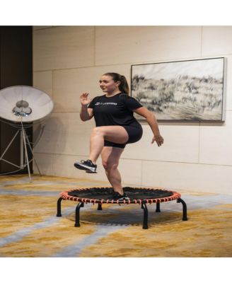 350 PRO 39 Inch Fitness Trampoline with Pink EnduroLast Elastic Cords